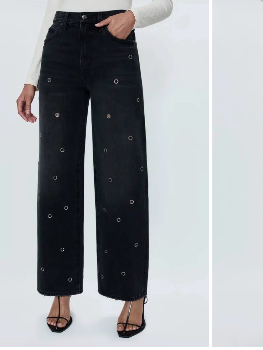 Pistola Black Wide-Leg Jeans with Silver Grommets
